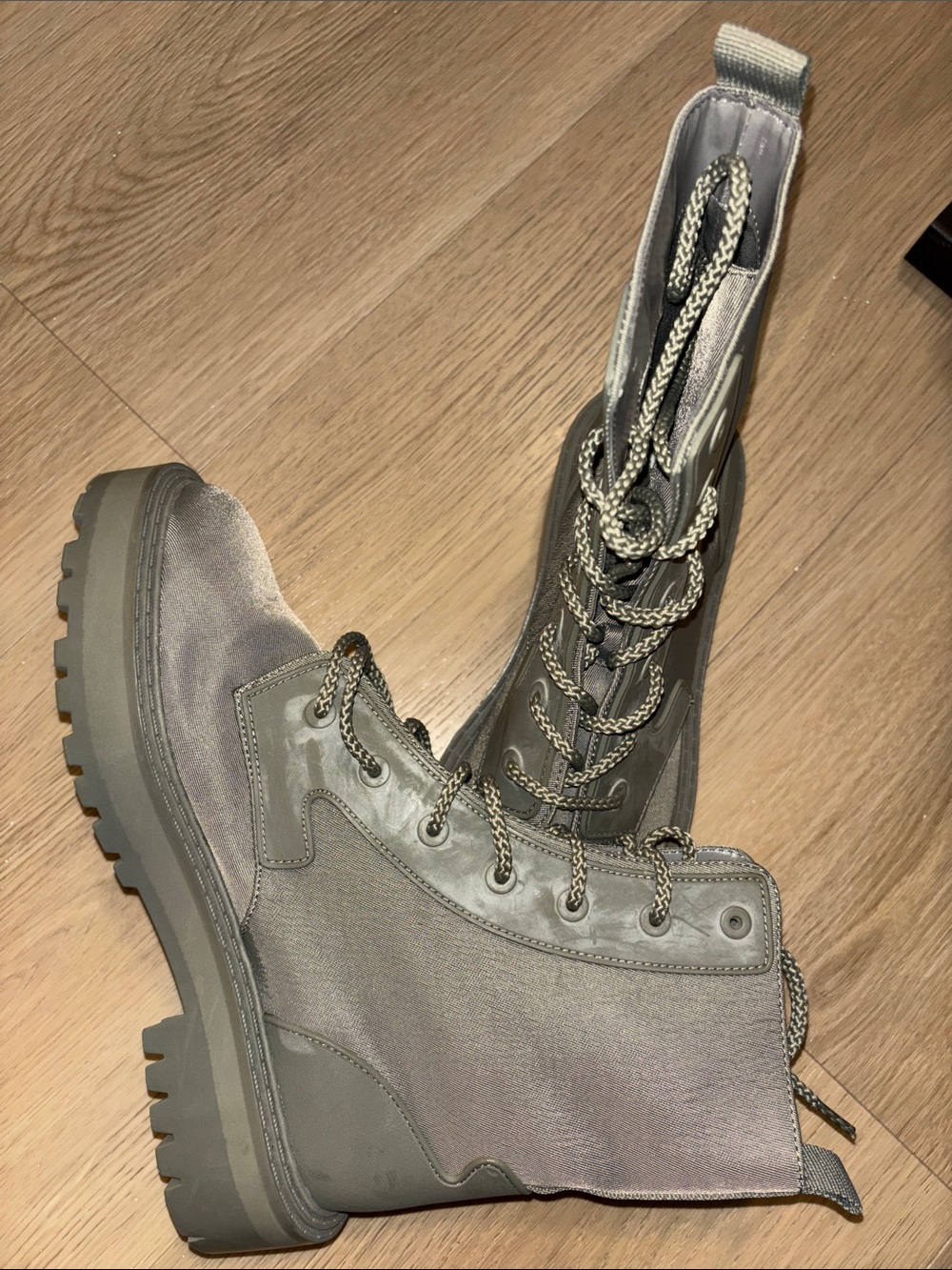 Zara Gray Lace-Up Combat Boots